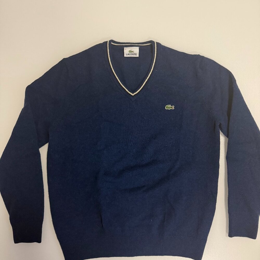 Wool Lacoste V Neck Sweater Small (5)